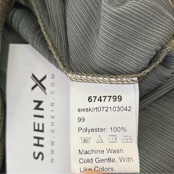 Metallic Gold Lame Midi Skirt Ruffle Hem Thigh Slit Size Large - Picture 9 of 10